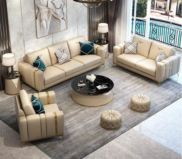 lyd banan der Modern Luxurious Stately Leather Sofa Set – Lixra.com