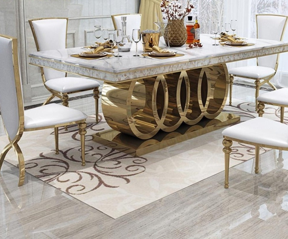 Pickering Indefinite enthusiastic Bodacious Luxury Design Marble-Top Dining Table Set – Lixra.com