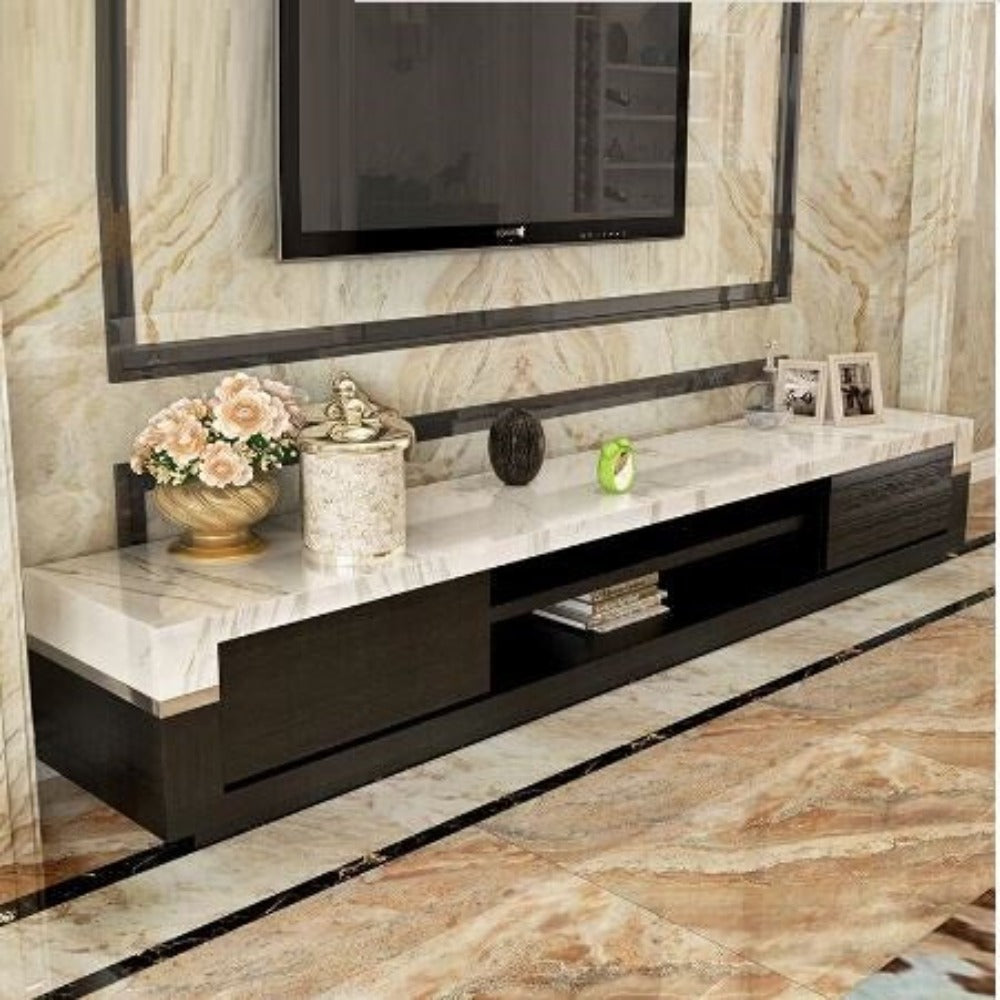Multipurpose Storage Expert Concrete Construct Marble Top TV Stand