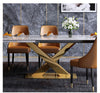 Golden X-Base Marble-Top Extendable Rectangular Dining Set / Lixra