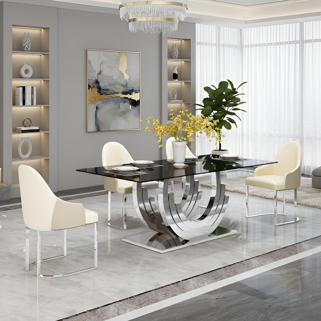 Metallic Table Metallic C-Form Modern Dining Table - Lixra.com