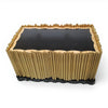 Modern Designer Fabric Bed with Gold Accents / Lixra