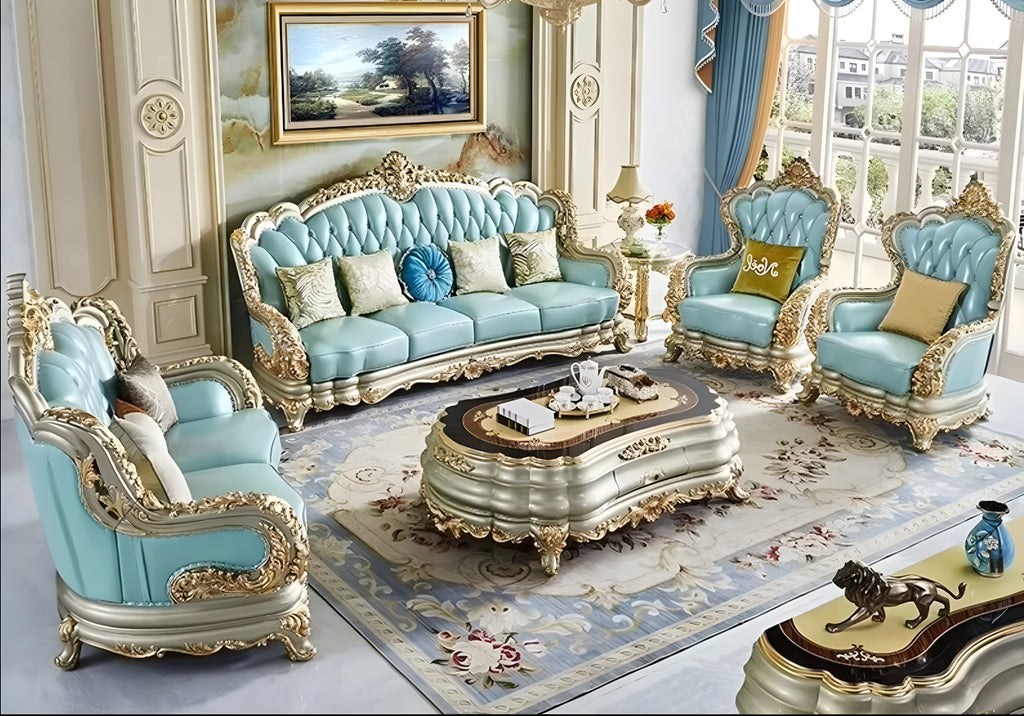 European Vintage Liville Leather Sofa Set / Lixra