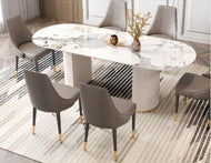 Light Finish Marble Dining Table Set / Lixra