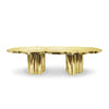 Metallic Golden Dining Table with Wood Design