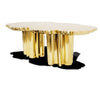 Metallic Golden Dining Table with Wood Design