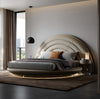 Leather Upholstered Luxury LED Round Bed / Lixra