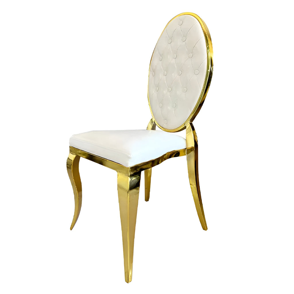 Golden Finish Leather Dining Chairs Set / Lixra