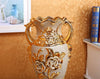 European Golden Accents Porcelain Flower Floor Vase / Lixra