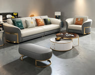 Leather Upholstery Luxurious Sofas With Ottoman / Lixra