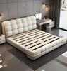 Tufted Designer Leather Bed with Metal Accents / Lixra