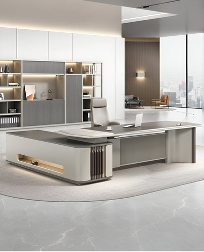 Modern L-Shaped LED Computer Desk / Lixra