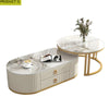 Elegantly Designed Marble Top Coffee Table With Drawer Storage/ Lixra