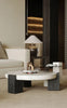 Circular Marble Coffee Table With Wooden Base / Lixra
