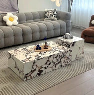 Luxurious Marble Textured Coffee Table for Living Room / Lixra