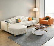 Leather Sectional Sofa With Tufted Design / Lixra