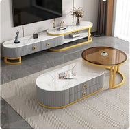 Dual Elegance Marble-Crafted Coffee Table & TV Stand/ Lixra
