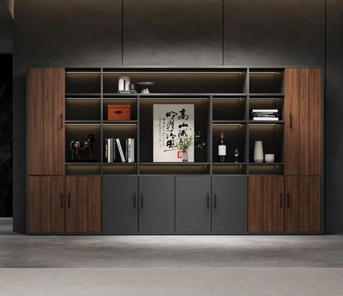 Gray With Wooden Color Multi Storage Bookshelf / Lixra