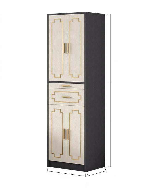 Golden Glow White Wooden Cabinet With Elegant Accents / Lixra