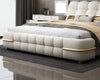 Tufted Designer Leather Bed with Metal Accents / Lixra