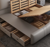 Modern Fusion Leather Bed With Storage Drawers / Lixra