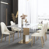 Golden Sculpted Marble Top Dining Table Set / Lixra