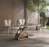 Metal Base Marble-Infused Dining Table Set / Lixra