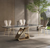Marble-Infused Kitchen Dining Set With Distinctive Metal Base/ Lixra