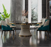 Black Marble Round Dining Table with Luxurious Golden Frame And Chairs / Lixra