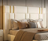 Contemporary Style Gold Plated Leather Bed / Lixra