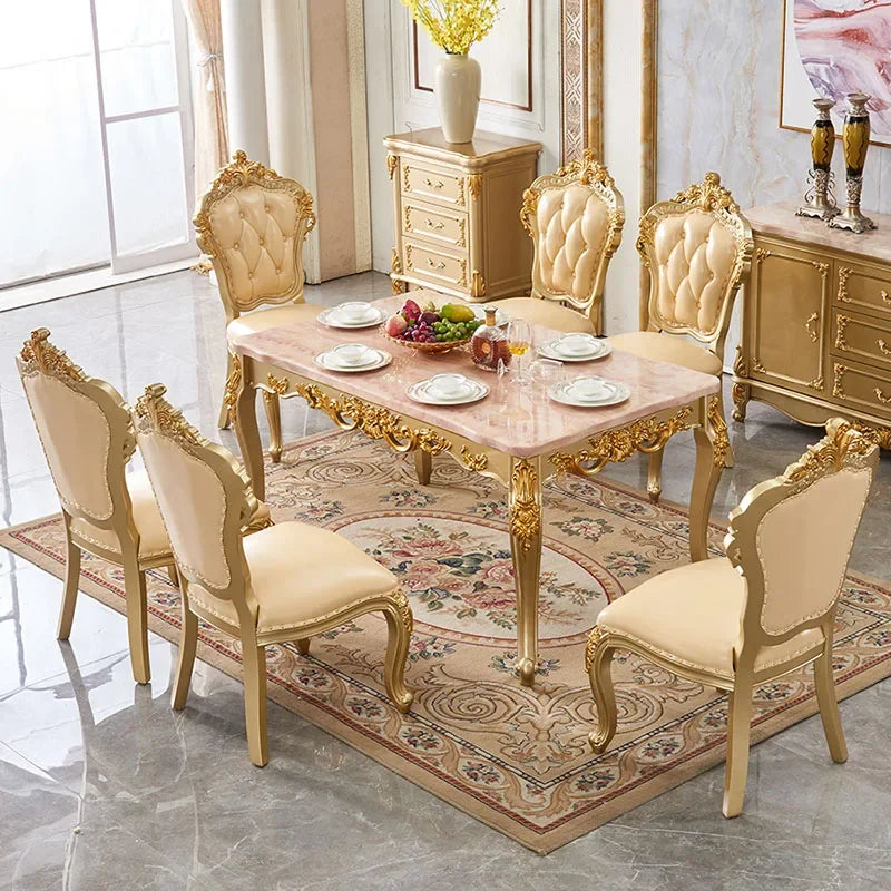 Brusten Wooden Carved European Dining Table Set / Lixra