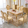 European Golden Wood Carved Marble-Top Dining Set / Lixra