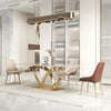 Golden Essence Dining Set With Leather Upholstery Seating / Lixra