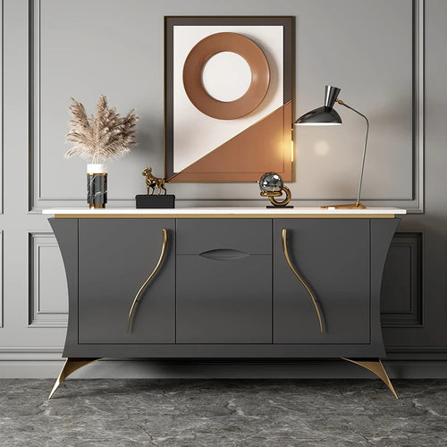 Modern Luxurious Marble Top Wooden Buffet Table / Lixra