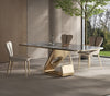 Metal Base Marble-Infused Dining Table Set / Lixra