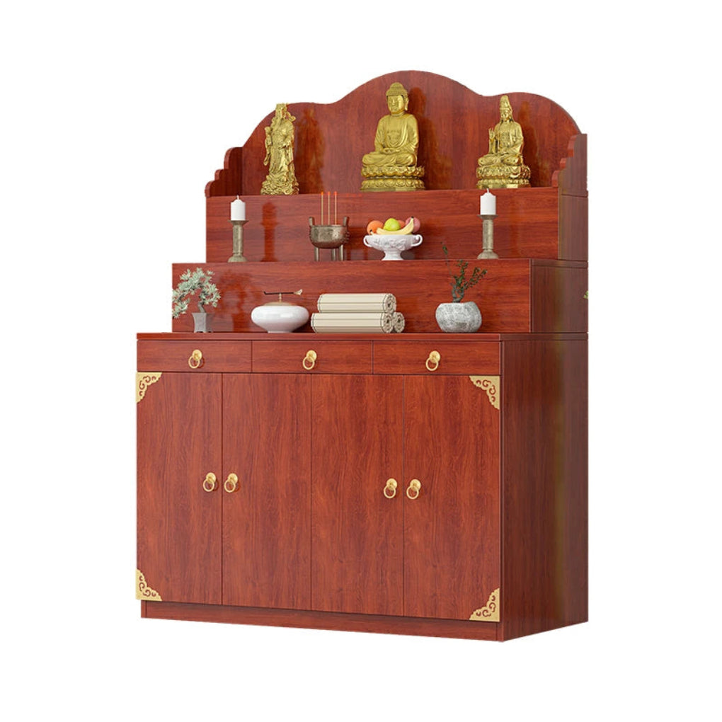 Designer Wooden Temple with Storage Compartments / Lixra