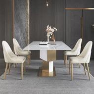 Golden Sculpted Marble Dining-Table Set / Lixra