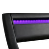 Queen Size Trendy LED Light Leather Headboard Bed / Lixra