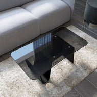 Wooden Coffee Table With Glass Tabletop / Lixra