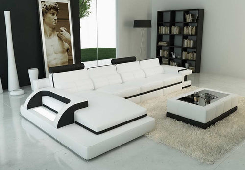 Contemporary Style Palatial Cozy Leather Sectional Sofa / Lixra