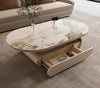 Exquisite Marble Top Oval Coffee Table/ Lixra