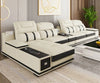 Built-in Storage Solid Wood Leather Sectional Sofa / Lixra