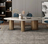 Geometrical Oval Shaped Marble Top Dining Table Set / Lixra