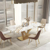 Golden Essence Dining Set With Leather Upholstery Seating / Lixra