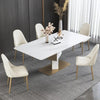 Golden Sculpted Marble Top Dining Table Set / Lixra