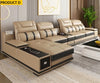 Built-in Storage Solid Wood Leather Sectional Sofa / Lixra