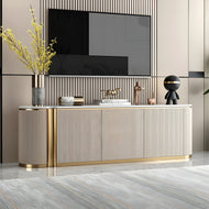 Elegant Marble Top TV-Stand with Storage Cabinets