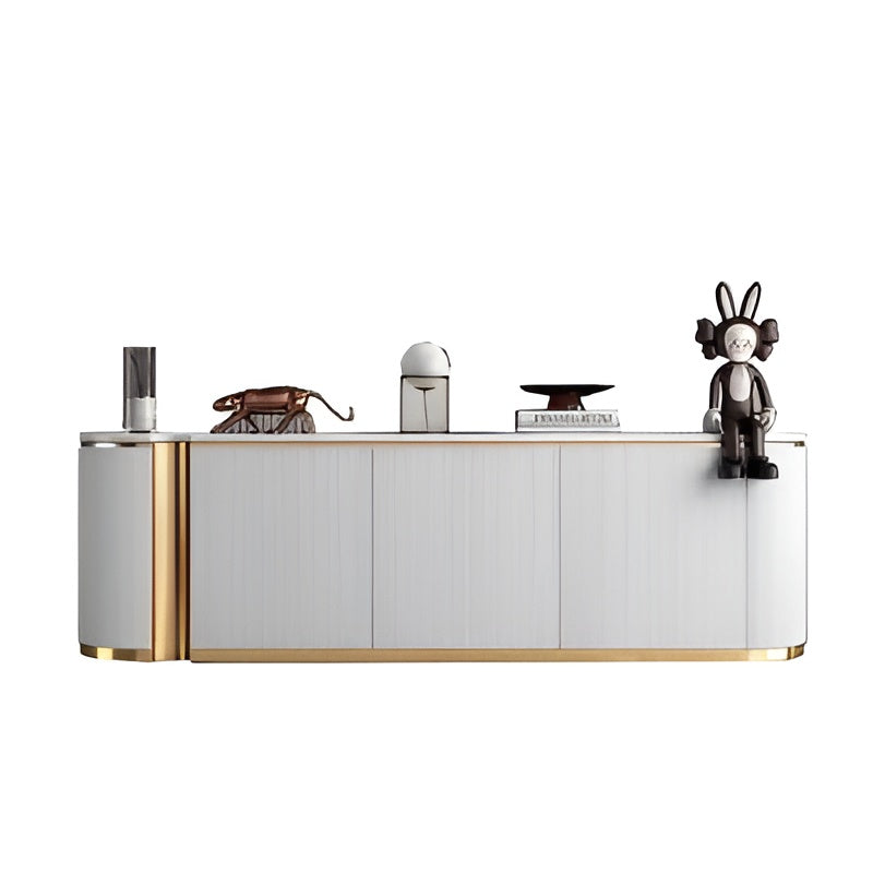 Elegant Marble Top TV-Stand with Storage Cabinets