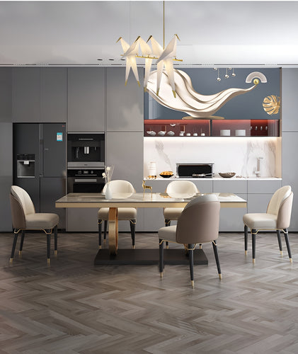 Nordic Golden Finish Dining Table Set / Lixra