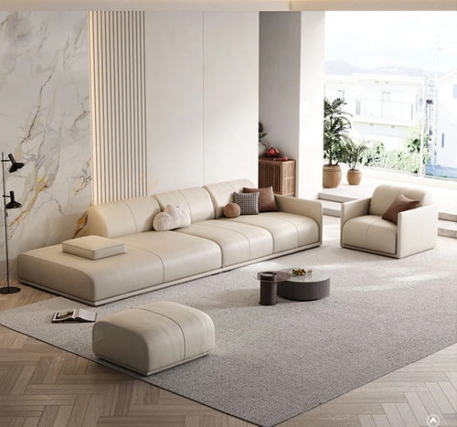 Modern Leather Upholstered Unique Sectional Sofa Set / Lixra